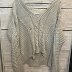 DEX Textured Distressed Gray Cable Knit Sweater Sz Large Photo 0