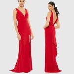 Mac Duggal NWT Ieena Sleeveless V Neck Jersey Gown in Red sz 4 12336 Photo 1