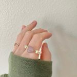 Handmade “Mara” Pink Pearl Fidget Ring Bead Jade Spinner Tactile Elastic Boho Photo 5