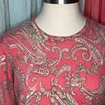 Talbots Paisley Long Sleeve Top - Coral and Green Photo 1