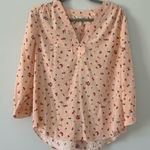 Rebecca Taylor  Ballet Pink Mia Long Sleeve V Neck Floral Silk Blouse NWT 4 Photo 0