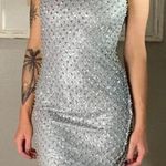 New Lascana Sparkly Glitter Embellished Beaded Sparkle Silver Bodycon Mini Dress Photo 3