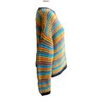 Sundance Crochet Chunky Knit Sweater Size Medium Crew Neck Colorful Cabin Core Photo 2