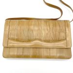 Vintage Eel Skin Womens Shoulder Bag Tan Purse Leather‎ 80s Old Money Elegance Photo 2