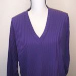 Purple ribbed knit casual v Photo 1