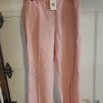 Lafayette 148 New York Gates Full Leg Linen & Silk Blend Pant Size 14 Light Pink Photo 0
