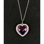 SU CH SKU 7850 Heart Shaped Purple and Pink Crystal Pendant Necklace Photo 1
