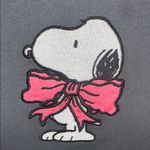 Snoopy Bow Tie Embroidered Graphic Tee Shirt Gray Size L Photo 1