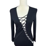 Love j black dress, size Large, knit, sexy, bodycon, whimsygoth, lace up Photo 1