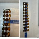 Sterling Silver Vintage 925  3 Row Baltic Amber Wide Bracelet Photo 8