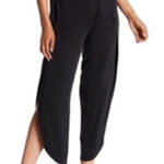 1. State  Black Split Leg Pull On‎ Pants Poly Spandex Pants Large Asymmetrical Hem Photo 0