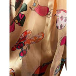 Satin and sheer striped scarf with sunglasses and flip flop design Yellow Photo 2