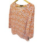 Mario Serrani  Women's Orange & Pink Cherry Blossom Floral‎ Blouse V-Neck, Medium Photo 3