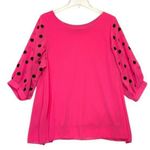 Polka Dots Blouse semi sheer lined hot pink black Women’s Size Medium Photo 0