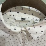 Uniqlo  white button down top with purple geometric detail EUC Photo 1