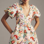 Anthropologie NWT  Sachin & Babi Puff-Sleeve Deep-V Taffeta Mini‎ Dress Medium Photo 0