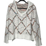 POL  Knit Hoodie Sweater Size Small V-Neck Pullover Diamond Pattern Photo 0
