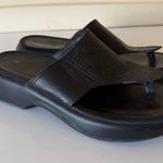 Dansko  Tooled Leather Sandals Black Thong Platform  Made in Portugal SZ 41 Photo 1