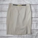 EXPRESS women 4 beige fully lined mini pencil skirt w/front side slit Photo 0