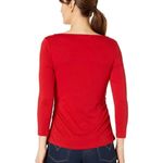 Michael Kors  Basics Petite Top 3/4 Sleeve Gold Accent Ruched Crimson Red XLP NWT Photo 3