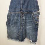 Free People Torn Up Denim Overall Jumper Mini Dress Women Sz 4 Boho Fray Hem Photo 4