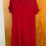 J. Jill Short Sleeve Button Detail Shirt Dress Red Pima Cotton Modal NWT Small Photo 0