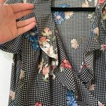 Sugar High  Gingham Floral Ruffled Wrap Blouse Womens L Romantic Flutter Sleeve Photo 6