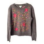 Sundance Evermore Bloom Embroidered Floral Charcoal Sweater size medium Photo 5
