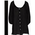 Vitamin A  'Costa' Cover-Up Tunic Shirt, Cotton Crinkle, Black Sz S NWT $128 Photo 14