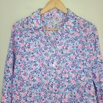 Lilly Pulitzer ‎ Sea View Linon Button Down Top Shirt Fun Sun Repeat Ditzy Sz L Photo 1