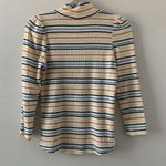 Free People Womens Size Small Multicolor Stripe Ribbed Mock Neck L/S Top Blouse Photo 2