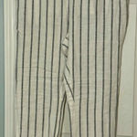 Roamans White Linen Pants With Blue Stripes, Pockets, 14W Photo 0