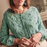 Sézane Sezane Marthe 100% Cotton Knit Jumper Cardigan Almond Green Photo 0