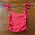 Free People  Boulevard Tie Shoulder Square Neck Tank in Guava Berry - Large Photo 4