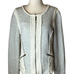 Drew Anthropologie Gray Two Toned Cotton Exposed Seam Full Zip Jacket Size M Photo 0