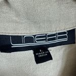 Linear Linen Blend Tan Shimmer Metallic 3/4 Sleeve Open Lightweight Jacket Sz L Size L Photo 4