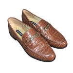 Nine West Womens Only You Crocodile Gold Chain Loafer Tan Size 6.5M Photo 3