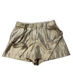 Loft Champagne Shimmer Pleated Tie Waist Shorts Photo 5