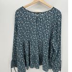 Maurice's Top Women XXL Blue Microfloral Boho Ruffle Babydoll Feminine Peasant Photo 1