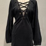 Free People New with tags Evelyn Tie Front Dress Black Lace-Up Dress Photo 5