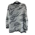 White House | Black Market  Cardigan Sweater Faux Fur Animal Print Gray Black S Photo 2