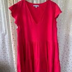Antonio Melani Linen Blend V-Neckline Cap Flutter Sleeves Tiered A-Line Dress XL Photo 0
