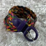 Multicolor Bright Braided Leather Belt Large Purple Photo 0