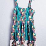 1901  Tropical Pineapple Square Neck Smocked Midi Dress Photo 0