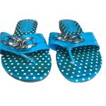 White Stag  Blue and White Polka Dot Sandals Photo 1