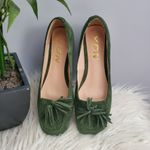 YDN Green Square Toe Chunky Block Low Heel Slip On Suede Loafers Size 6 Photo 4