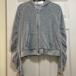 Michael Kors MICHAEL Gray Velour Hooded Sweatshirt Size Medium Photo 3
