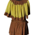 Cache Brown Silk Peasant BOHO Chic Brown Tie Dye Nail Head Top New $128 NWT Photo 3