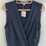 Favorite Daughter The Sleeveless Date Blouse Bodysuit Navy Size L Photo 6