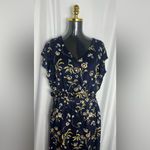Loft  Floral Dress in Navy Ann Taylor Short sleeve Maxi Size Large NWOT Photo 1